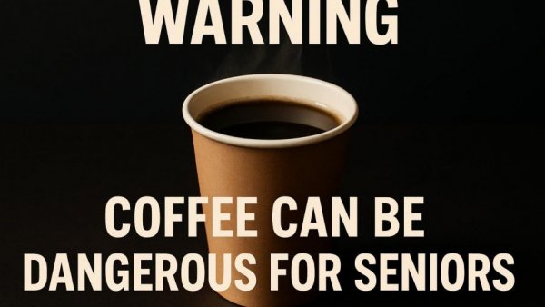 Healthier Coffee Options for Seniors Over 60: Warning message on coffee cup.