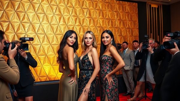 Beloved Community Awards MLK legacy event with elegant women, golden backdrop.