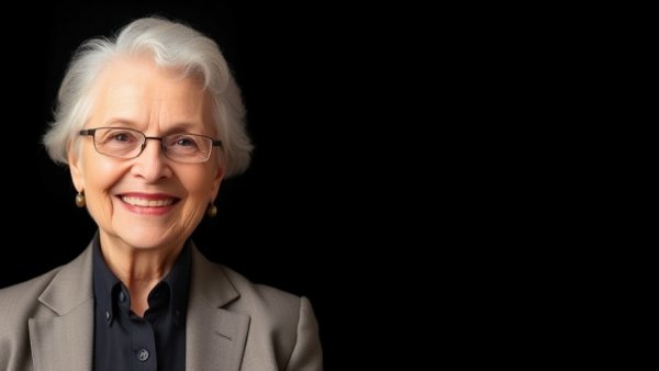 Elderly woman smiling confidently, highlighting benefits of living past 100.