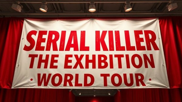 Atlanta Serial Killer Exhibition banner with red text.