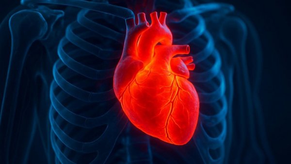 3D illustration of heart disease risk in men.