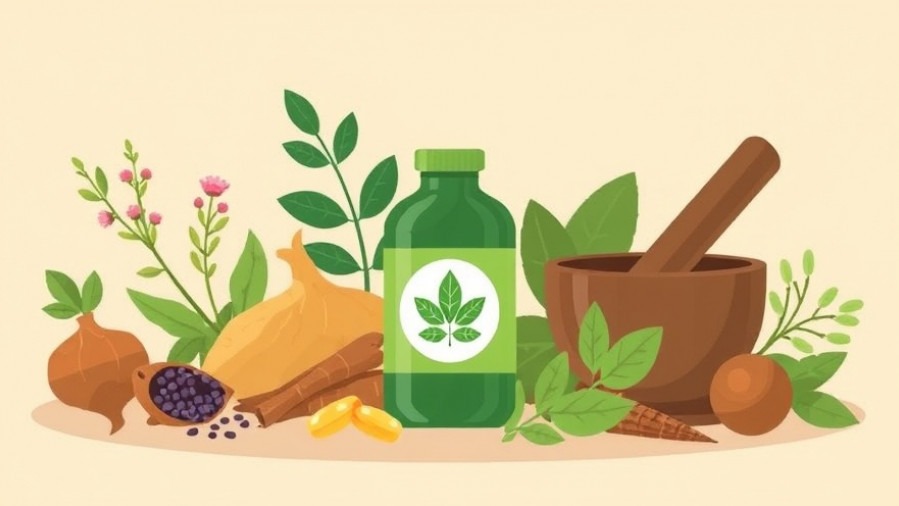 Illustration of male sexual health herbs and herbal supplements for men.