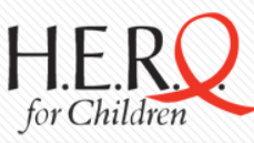H.E.R.O. for Children's logo featuring bold text and a red ribbon.