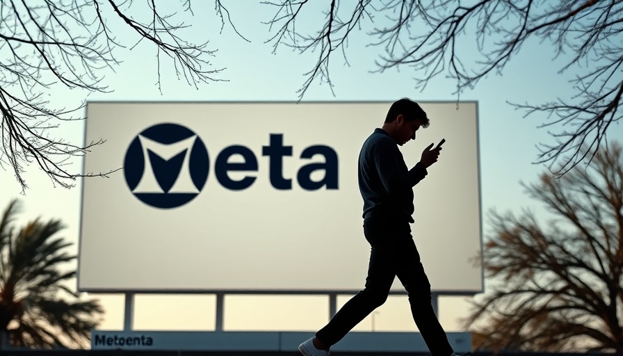 Silhouette of a person walking by Meta sign, EU antitrust focus.