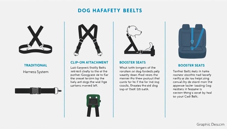Diagram of dog safety belt types with descriptions for securing dogs.