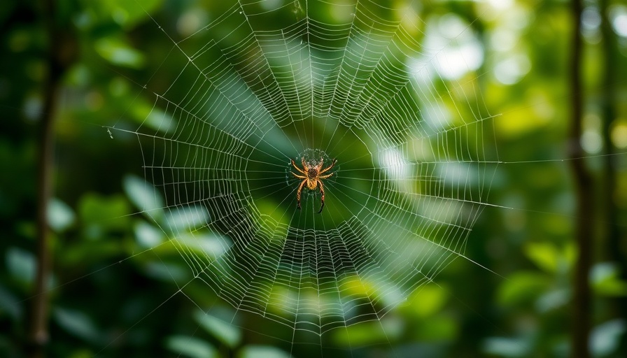 Detailed orb-weaver spider web in lush forest, types of spider webs.