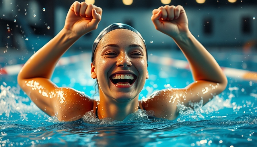 Sarah Sjöström celebrating a victorious moment in the pool.