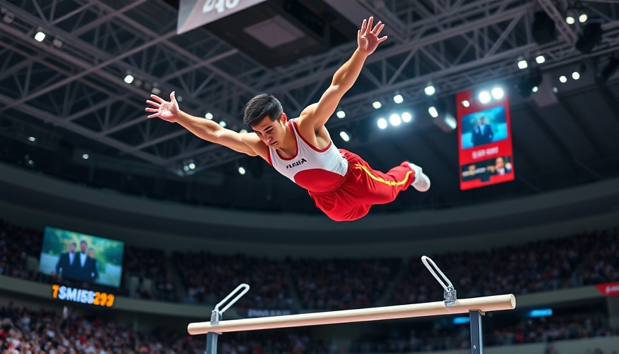 Brody Malone performs on parallel bars with intense focus, showcasing skill.