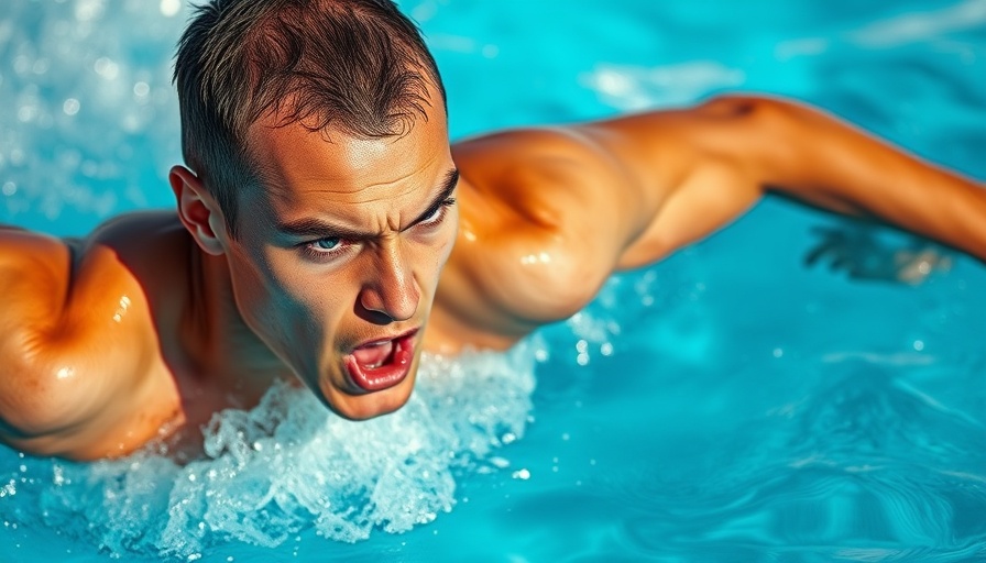 Competitive swimmer in action at Triton Invitational, focused and determined.