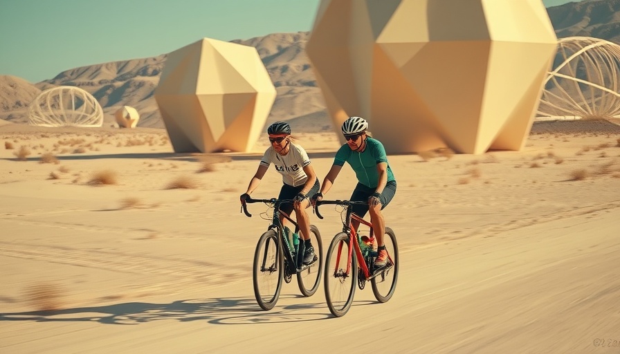 Cyclists exploring desert art installations at Winter in Qatar Events.