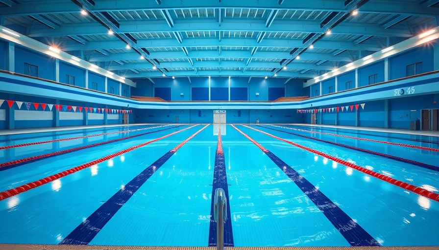 Olympic-sized swimming pool reflecting Enhanced Games controversy in sports.