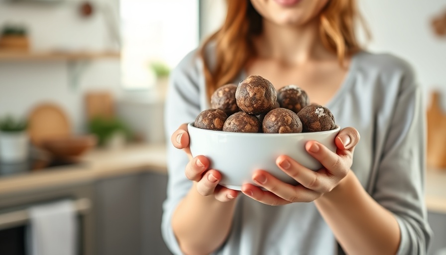 Bowl of chocolate energy balls as perfect pre-workout snacks.