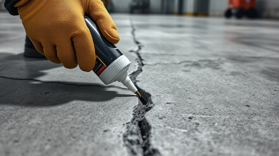 Concrete crack repair with sealant application.