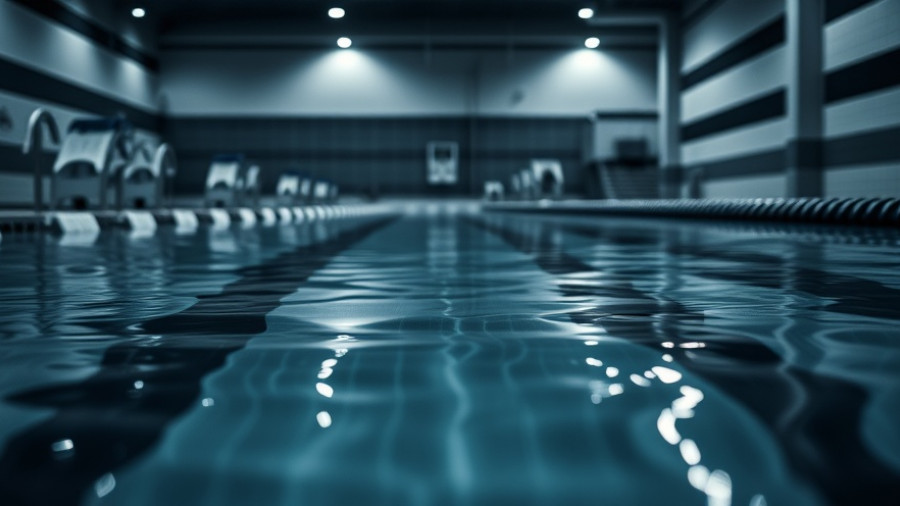 Close-up of swimming pool starting blocks at 2030 Commonwealth Games India.
