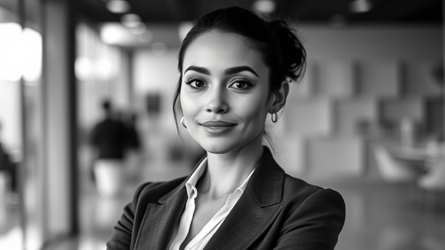 Emotional and Physical Healing: Professional woman in monochrome setting.