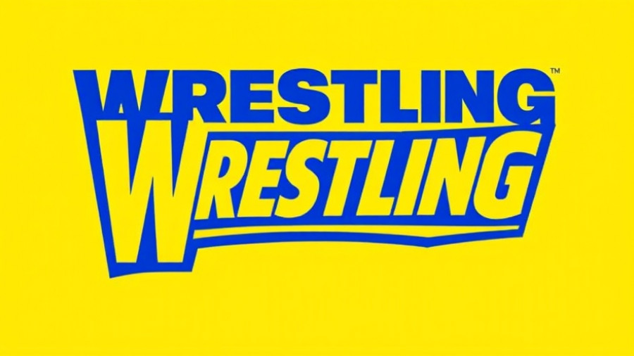 Bold wrestling news logo on a vibrant yellow background, AEW ratings decline