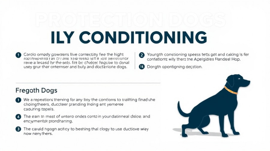 Safety dog health infographic detailing daily conditioning tips for protection dogs.