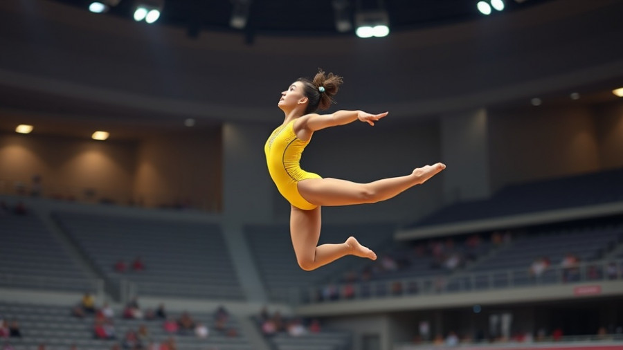 2025 World Championships Women's Artistic Gymnastics Qualifications: gymnast in mid-leap.