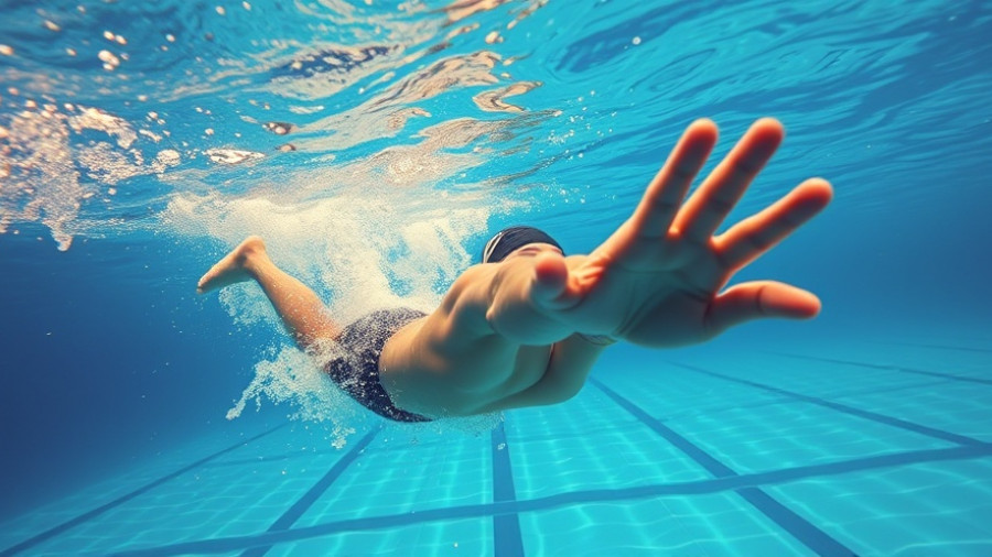 Swimmer demonstrating elbow control for sports performance.