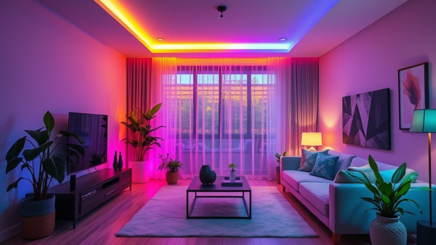 Affordable smart home upgrades in Charlotte NC with vibrant lighting.