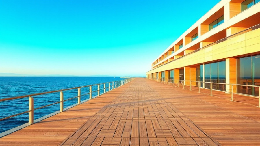 Promenade by the sea in Mina District under clear blue sky.