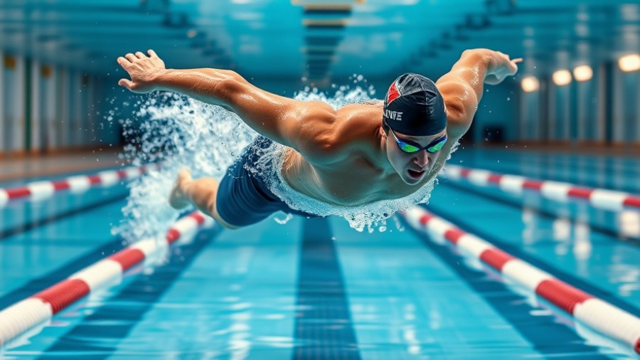 Perfect streamline entry with swimmer diving into pool, dynamic motion capture.