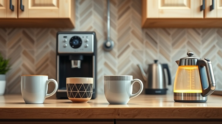 Cozy kitchen setup with mugs and appliances in a modern home.