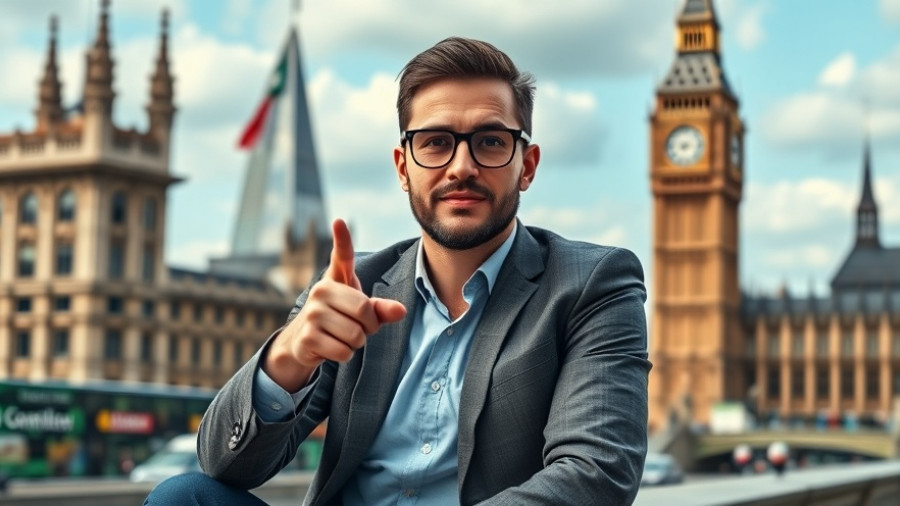 Why Every Brit Should Move to Italy concept with man and Italian flag.