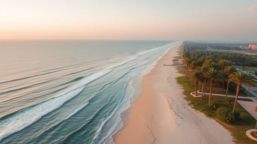 Serene beach view from the Reimagining Health Summit, featuring ocean and sunset.