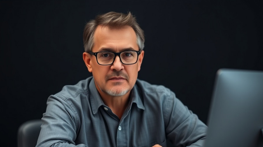 Middle-aged man talking about US revokes student visas, seated at a desk.