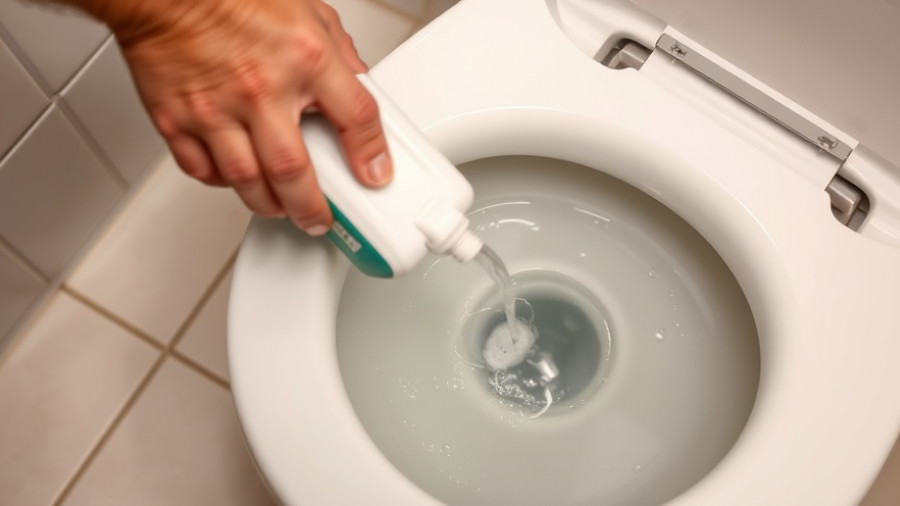 Trick to unclog a toilet using dish soap, close-up view.