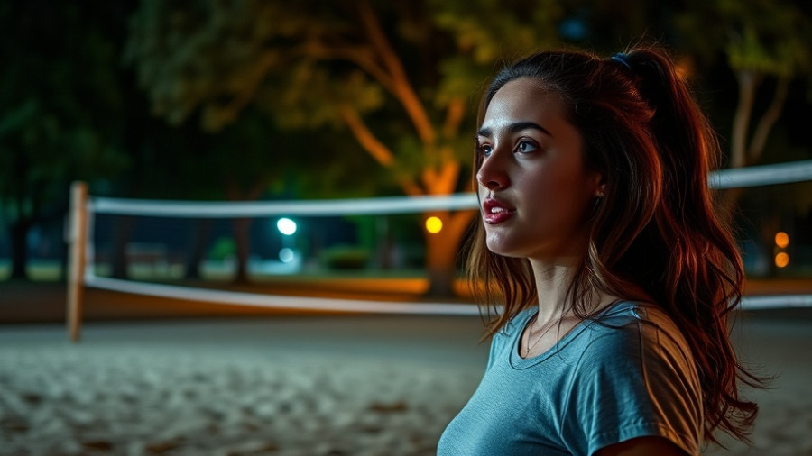 Ladies Sport Night at Oxygen Park: woman speaking at night volleyball court.