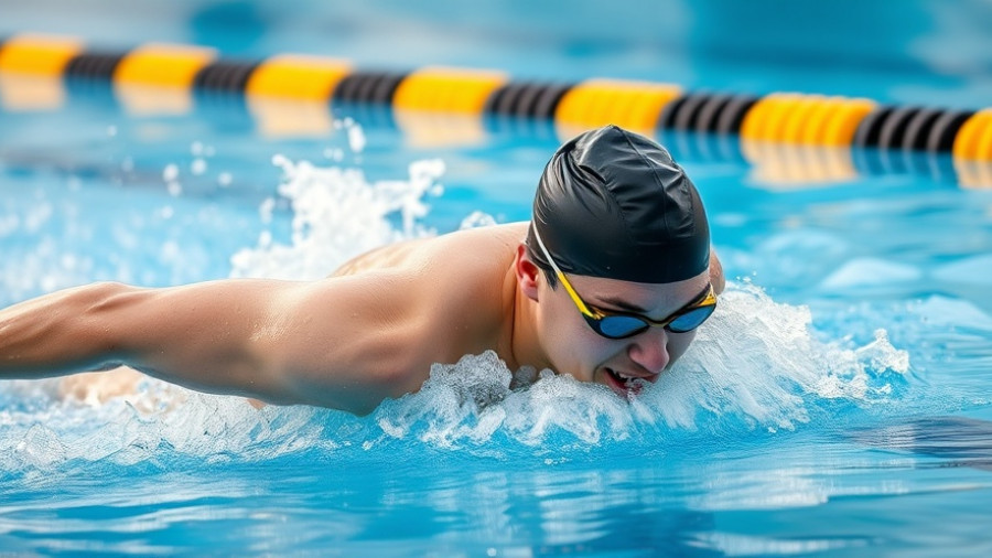 Side breathing technique for athletes in swimming pool.