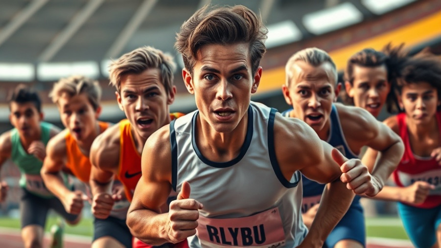 100 meter dash champions collage with race theme.