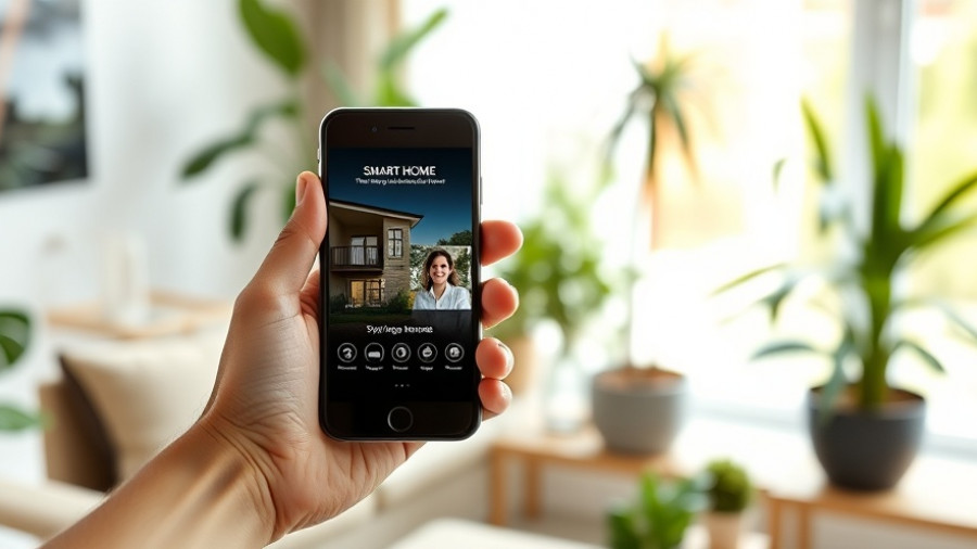 Smart home improvements: phone interface in elegant living room.