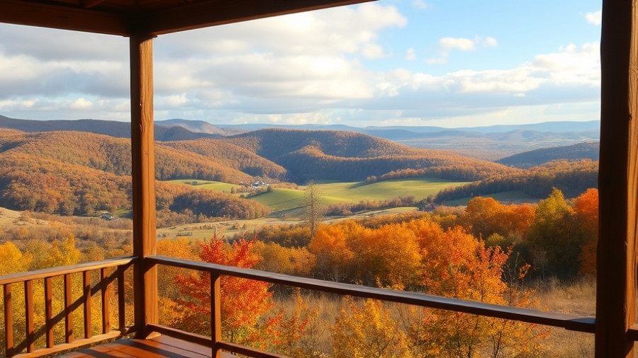Jeter Mountain Farm apple-picking view over autumn hills.