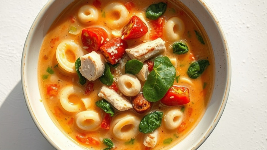 Creamy Marry Me Chicken Soup with pasta and herbs.
