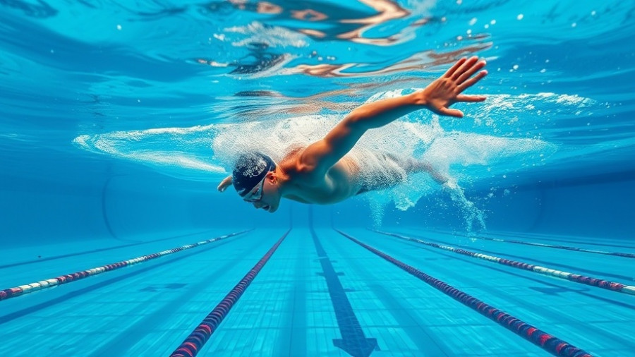Underwater swimmer perfecting freestyle, clear pool view.