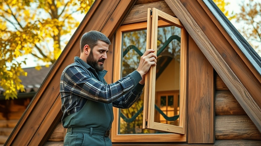Craftsman assembling window frame for just $9 with rustic backdrop.