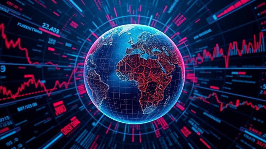 Futuristic digital globe with financial data overlay.