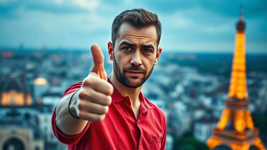 Concerned man showing thumbs down with overlaid text about budgeting habits.