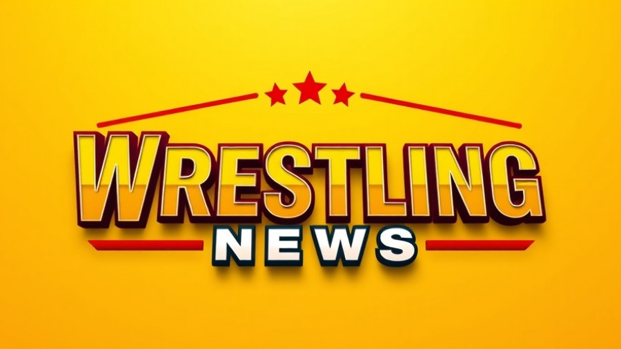 Bold retro wrestling logo on bright yellow background.
