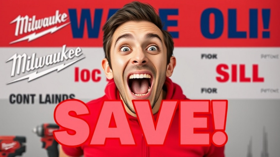 Milwaukee Tool Discounts promotional image with vibrant colors.