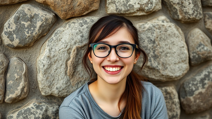 Smiling young woman facing emotional challenges of expat life.