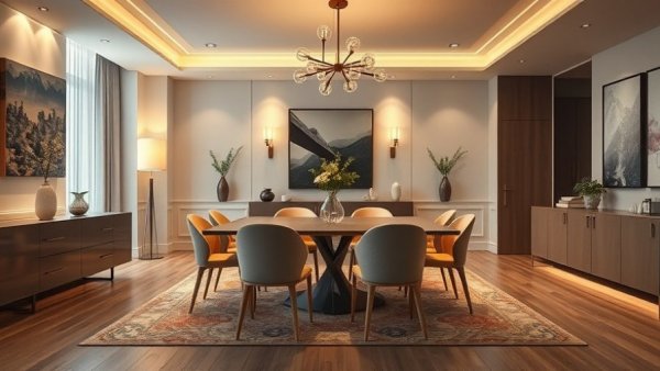 Contemporary dining room decor ideas 2026 with elegant furnishings.