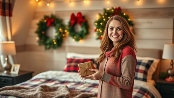 Cozy guest ready bedroom for the holidays with essentials.