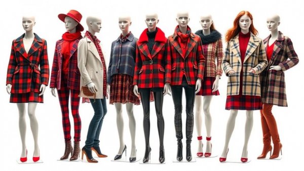 Fashion over 60 holiday cheer collage of red plaid outfits.