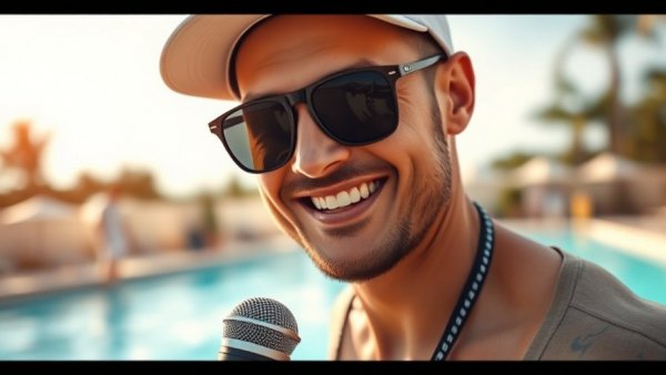 How much can your swimming improve in 2 years? Smiling man, pool.