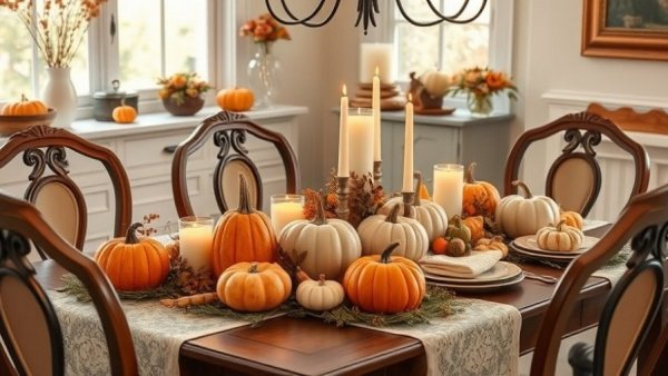 Elegant Thanksgiving table setting perfect for transitioning from Thanksgiving to Christmas decor.