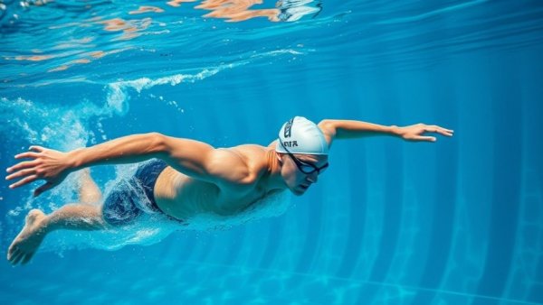 Swimmer demonstrating water conservation for athletes underwater.